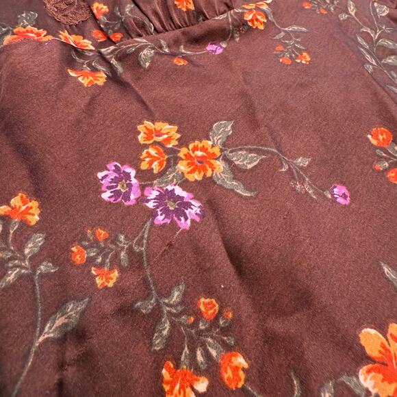 Free People Butterfly Babe Cap Sleeve Midi Dress Satin Sml Fairy Cottage Regency - Picture 14 of 15